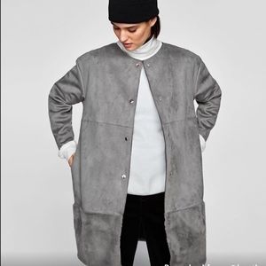 Zara fur lined coat/light
